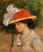 Ренуар Женщина в шляпке с цветами 1899г